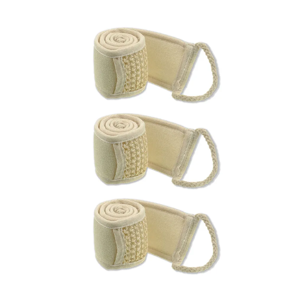 3 Exfoliating Loofa Scrubber Back Strap Bath Sponge Loofah Body Shower Massage