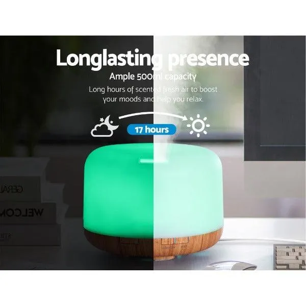 Aroma Diffuser LED Night Light - Aromatherapy Humidifier Purifier - Light Wood Grain
