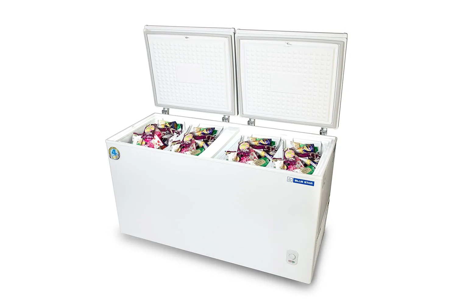 Blue Star CF3-500MEW 457L 3 Star Double Door Deep Freezer  Stabilizer-Free Operation, Corrosion-Resistant Body, White