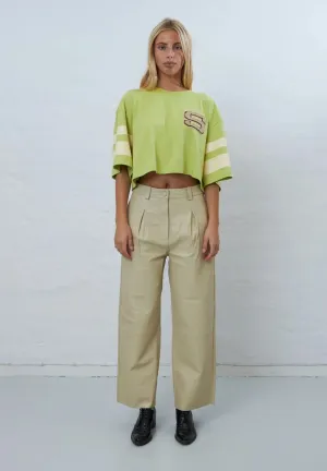 Boxy Cropped Tee Shirt Summer Green