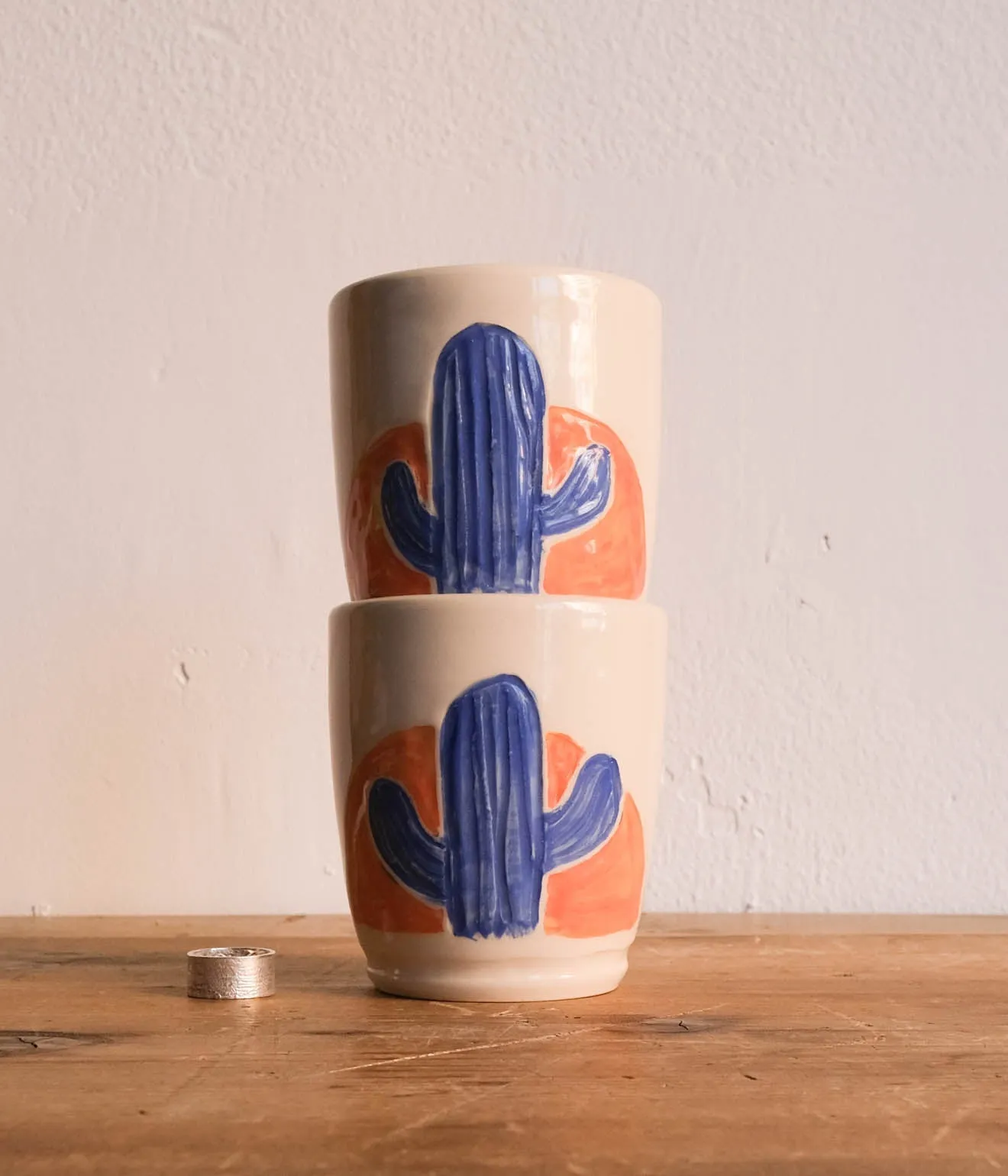 DANNY D'S MUD SHOP "Custom Sunrise Cactus Tumbler" A
