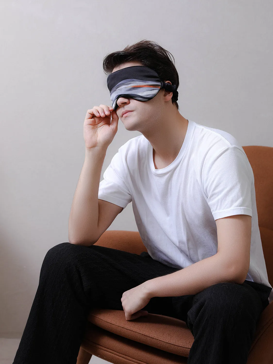 Hit Color Elastic Strap Silk Sleep Mask