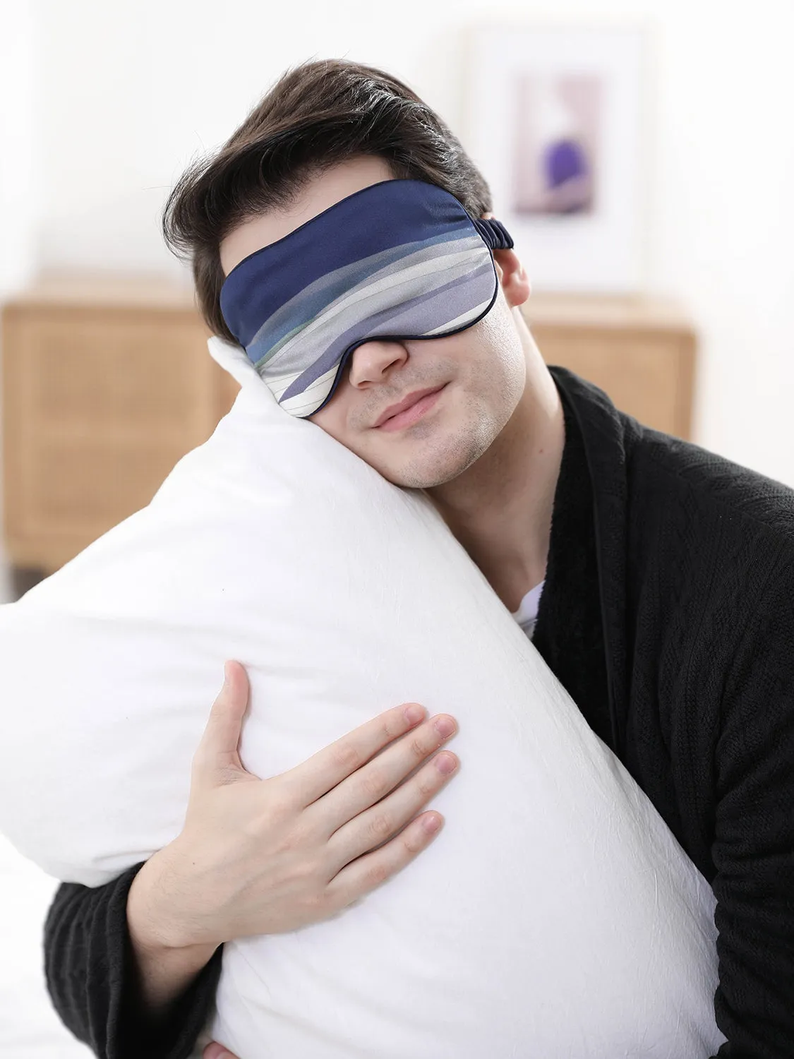 Hit Color Elastic Strap Silk Sleep Mask