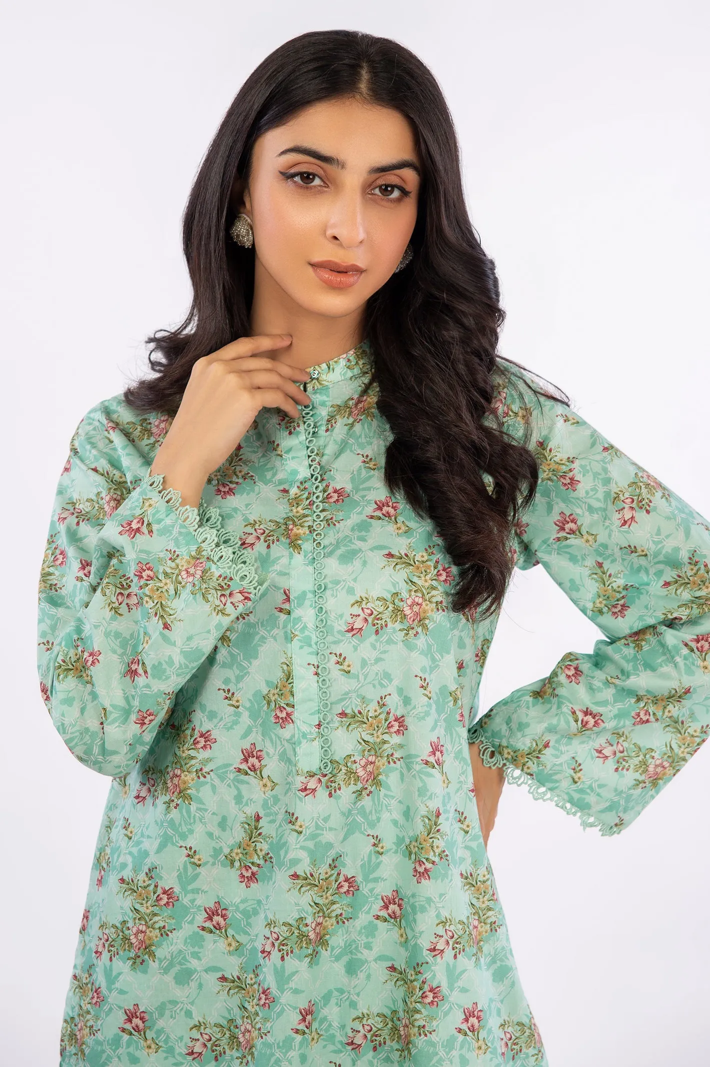 Light Green Printed 2PC Suit