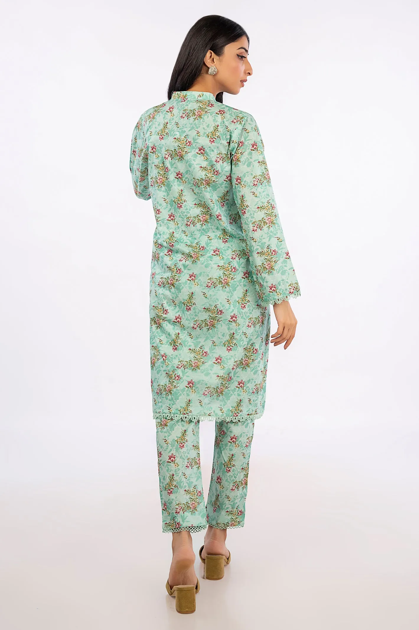 Light Green Printed 2PC Suit