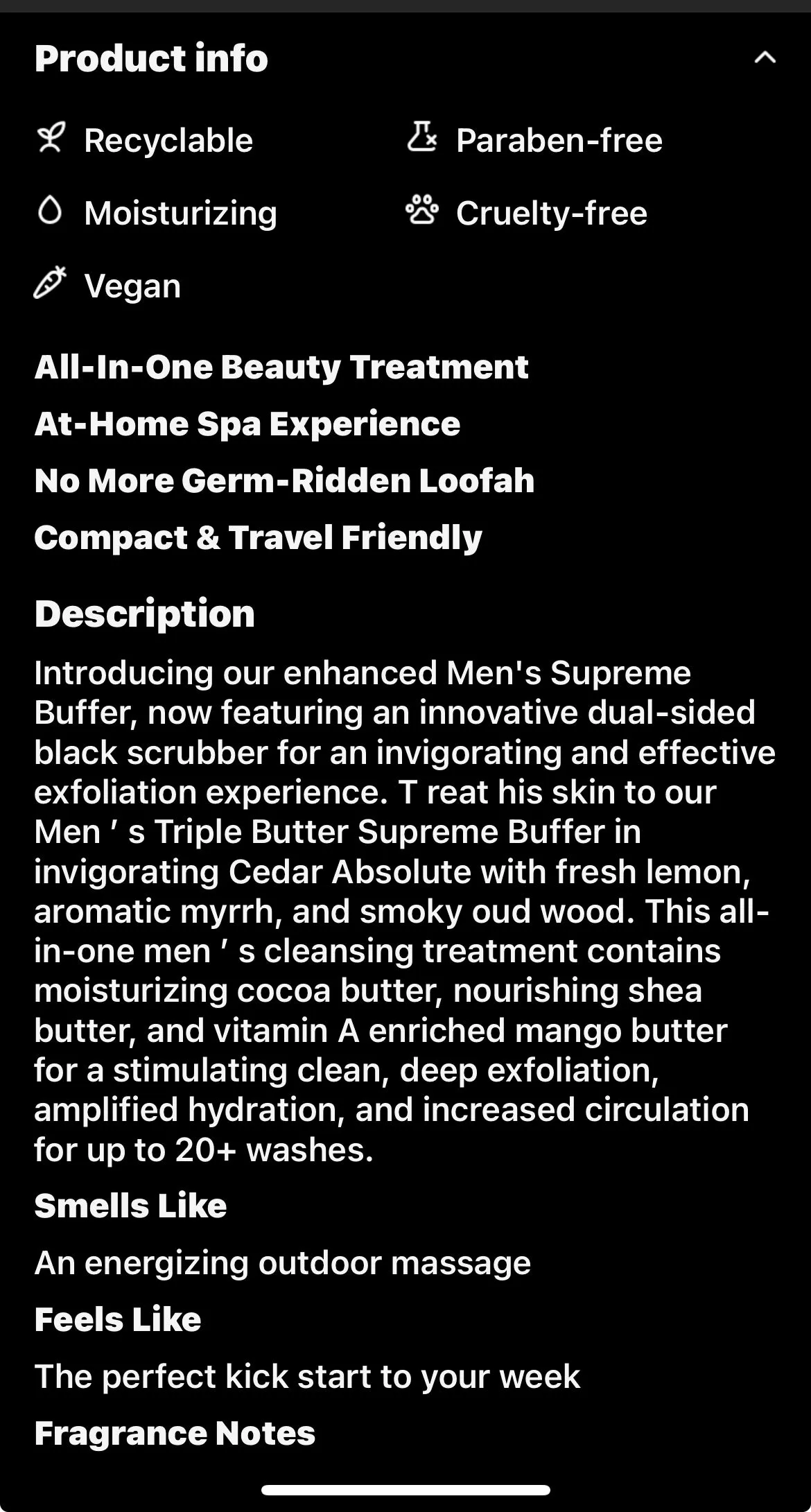 Mens triple butter Supreme buffer