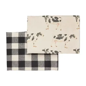 Mud Pie Cow Farm Animal Towel Set
