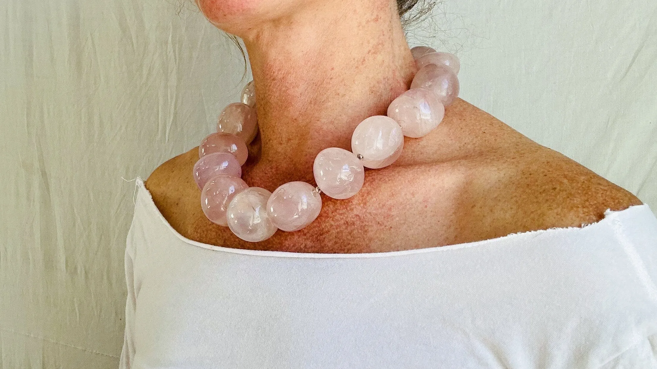 Rose Quartz & Fine Silver Necklace. Heart.