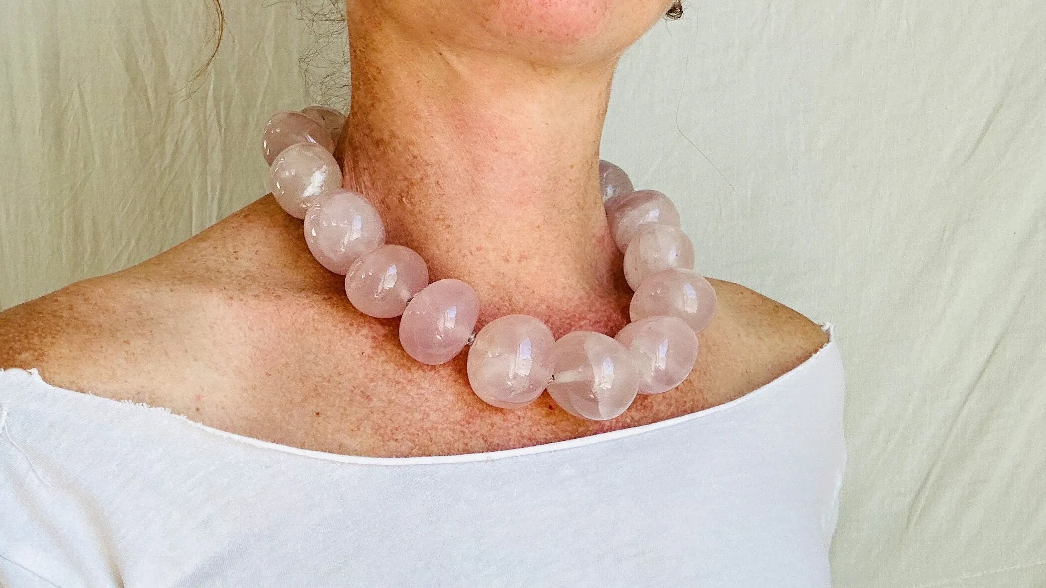 Rose Quartz & Fine Silver Necklace. Heart.