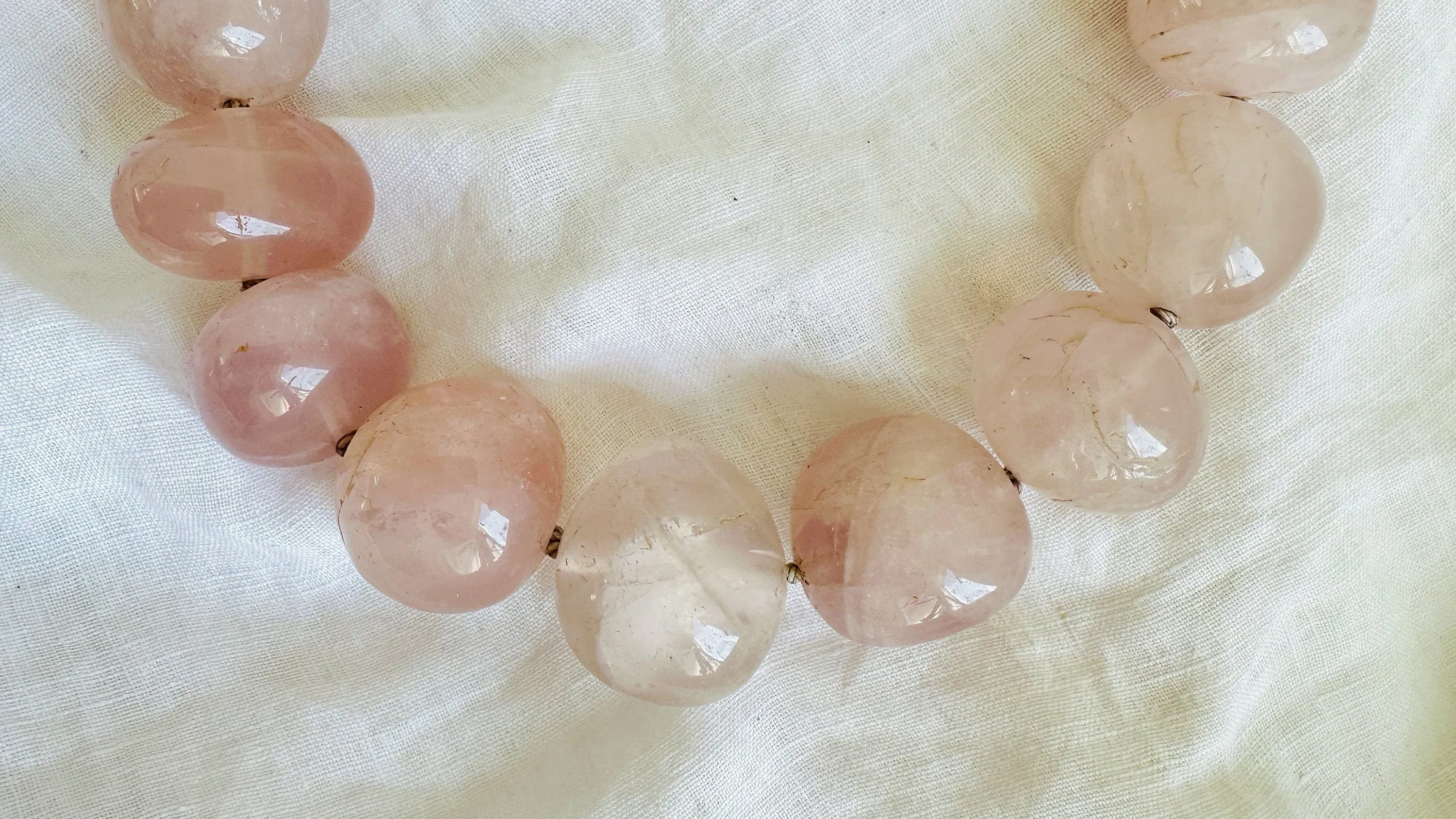 Rose Quartz & Fine Silver Necklace. Heart.