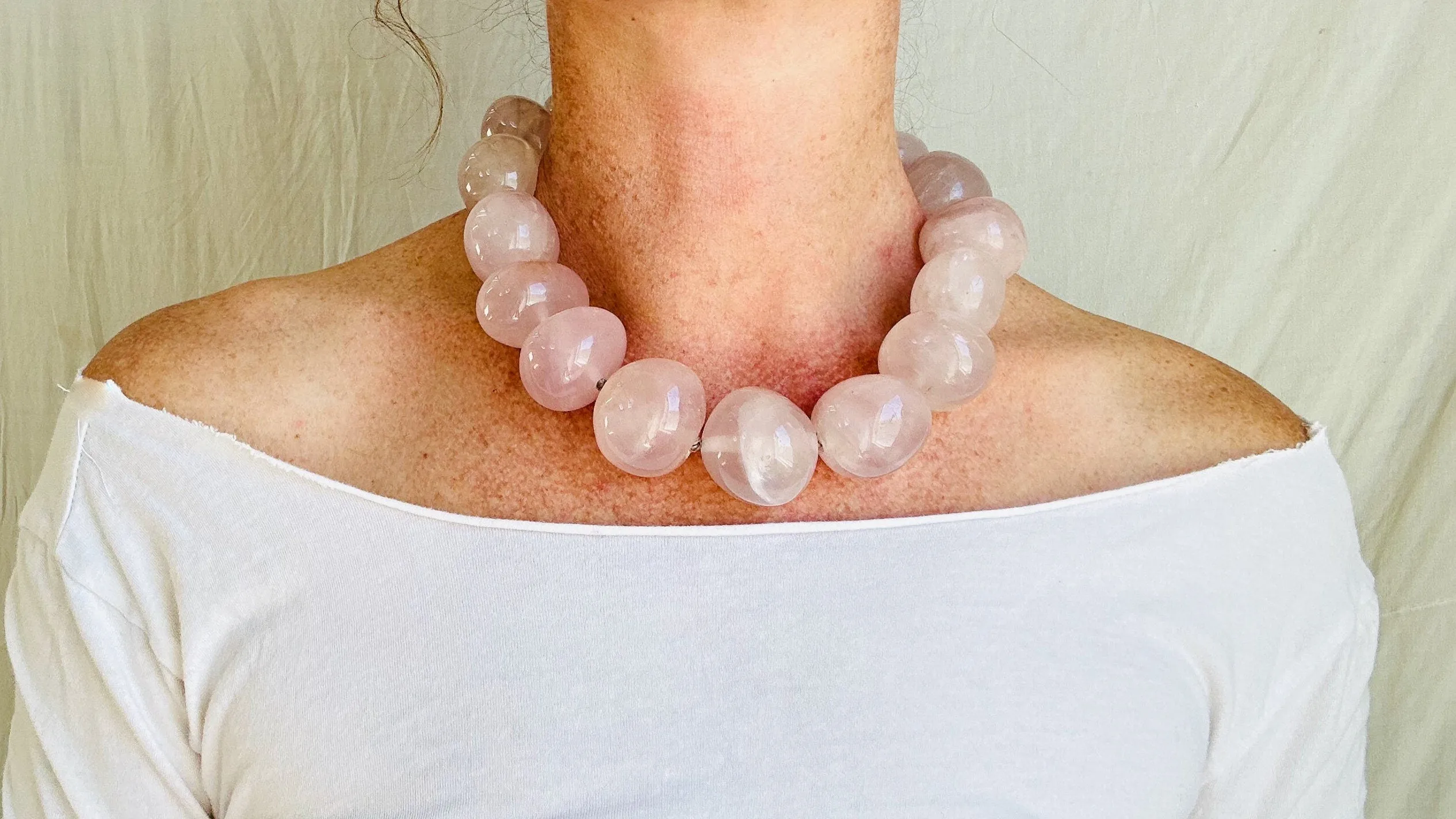 Rose Quartz & Fine Silver Necklace. Heart.