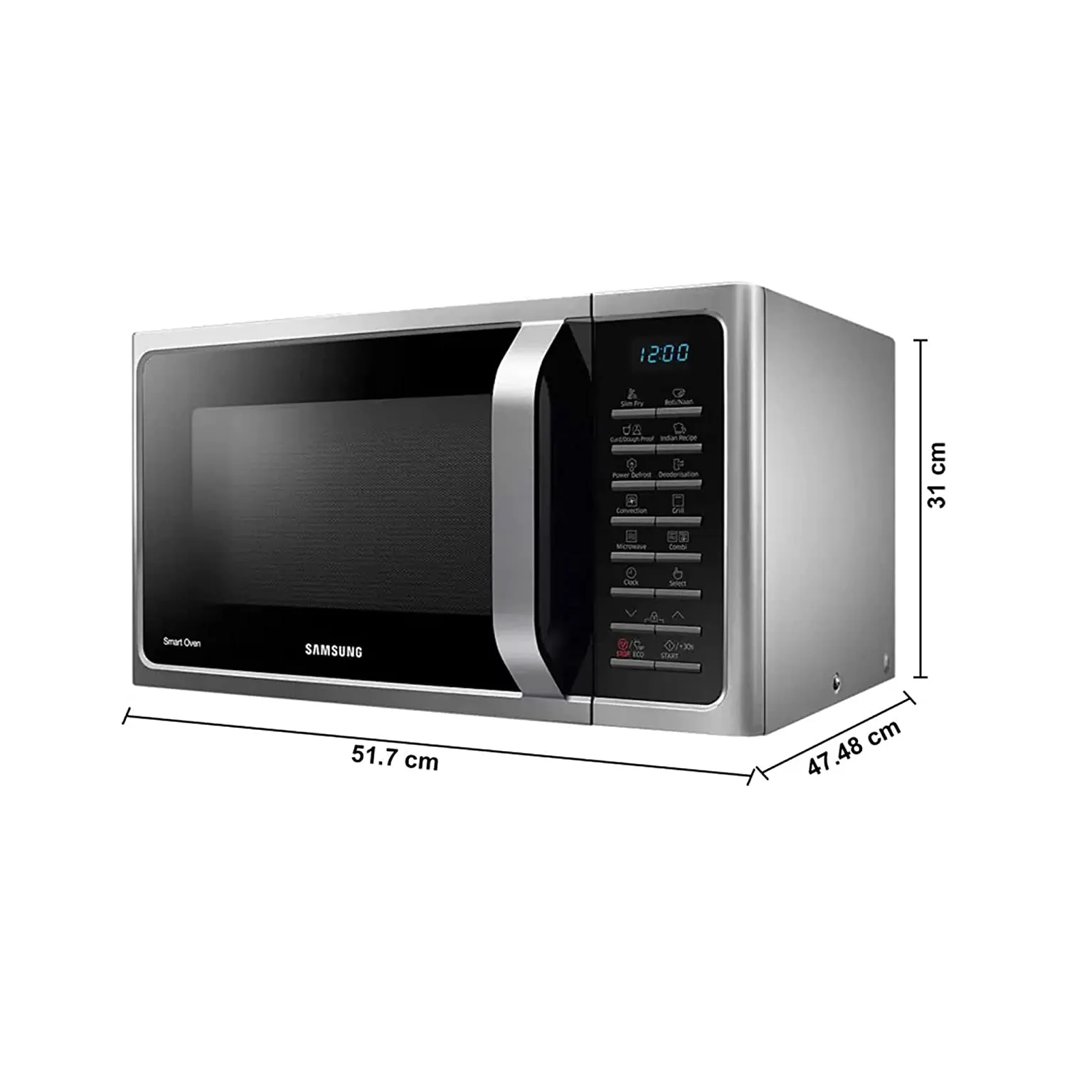 Samsung MC28A5025VS/TL 28L Convection Microwave Oven with Slim Fry, Crusty Plate & Ceramic Enamel Cavity  Silver