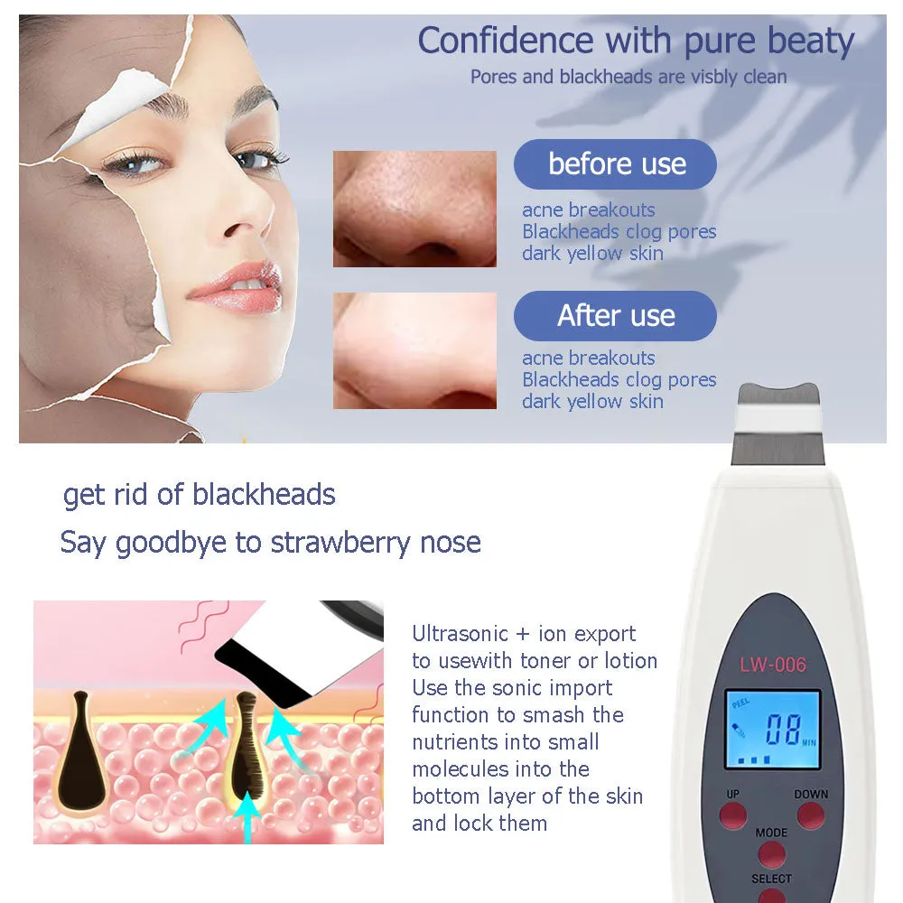Ultrasonic Skin Scrubber Deep Face Cleaning Machine